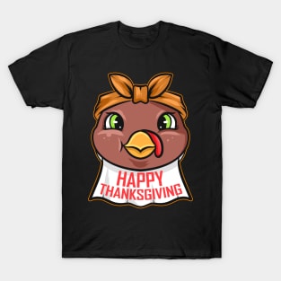 Turkey with Napkin Drool Bib Happy Thanksgiving T-Shirt